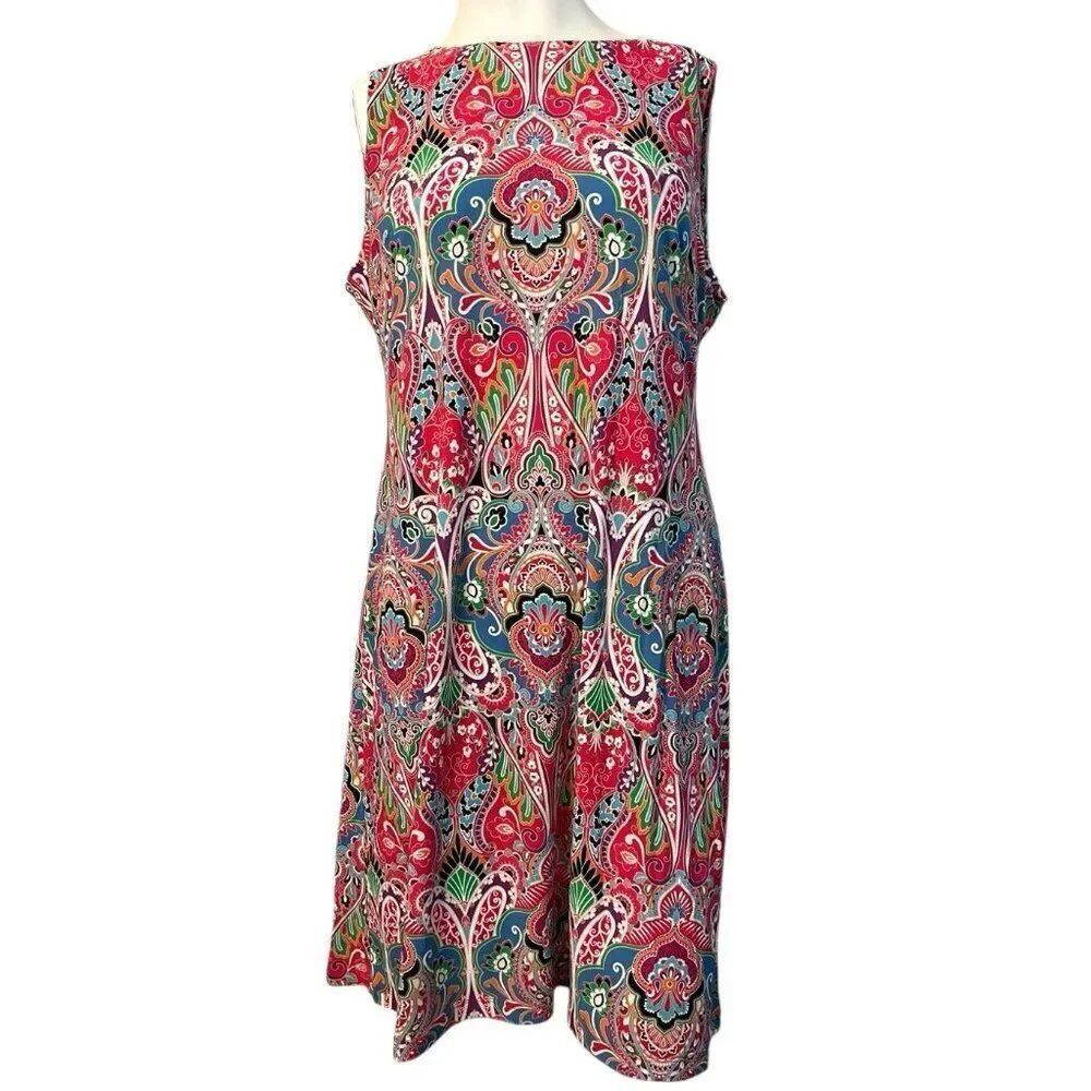 Tommy Hilfiger Size 10 Bright Colorful Medallion Sleeveless Flowy Dress NWT New